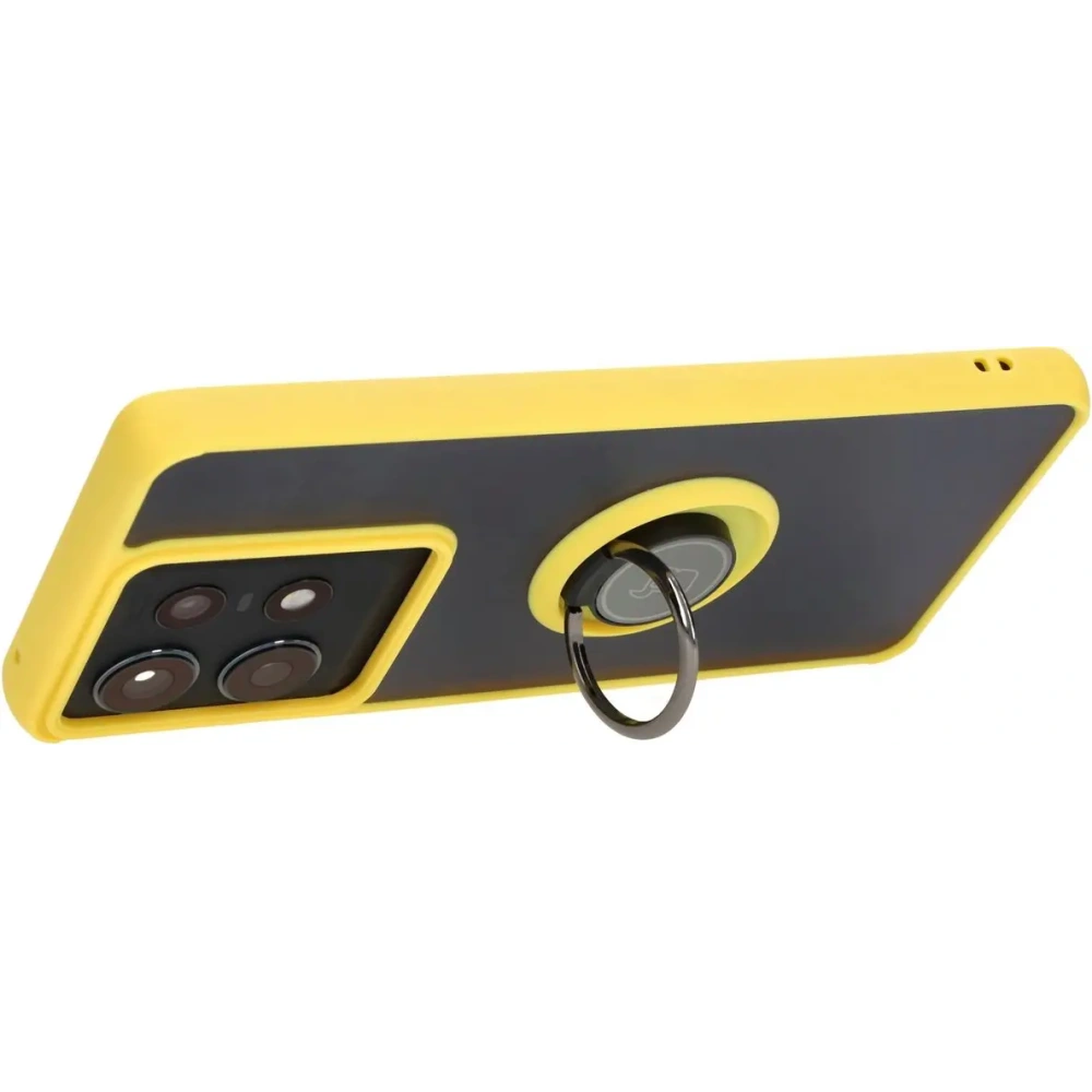 Hurtownia GSM - Etui z uchwytem na palec Bizon Case Hybrid Ring do Motorola Edge 50 Pro przydymione z żółtą ramką - BIZ5839 - {ean13} - Hurt