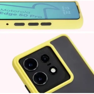 Hurtownia GSM - Etui z uchwytem na palec Bizon Case Hybrid Ring do Motorola Edge 50 Pro przydymione z żółtą ramką - BIZ5839 - {ean13} - Hurt