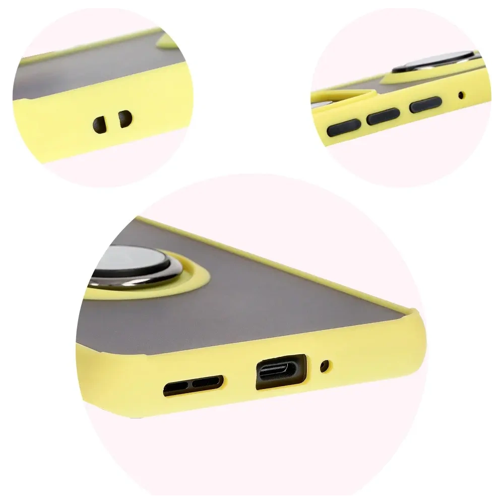 Hurtownia GSM - Etui z uchwytem na palec Bizon Case Hybrid Ring do Motorola Edge 50 Pro przydymione z żółtą ramką - BIZ5839 - {ean13} - Hurt