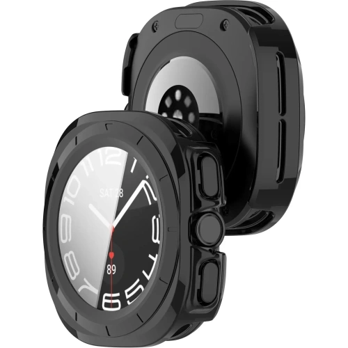 Etui ze szkłem do zegarka Bizon Case+Glass Watch do Samsung Galaxy Watch Ultra 47 mm czarne