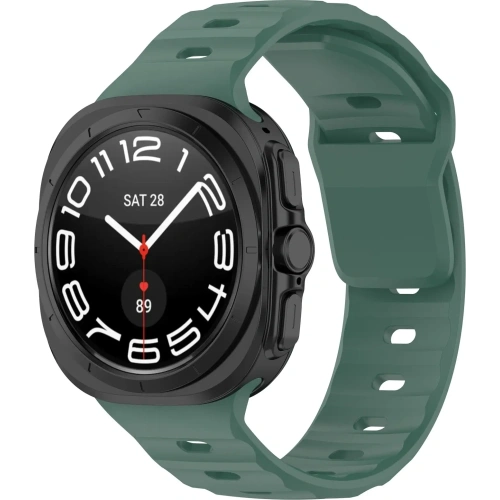 Silikonowy pasek Bizon Strap Watch Silicone do Samsung Galaxy Watch Ultra 47 mm ciemnozielony