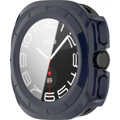 Etui ze szkłem do zegarka Bizon Case+Glass Watch do Samsung Galaxy Watch Ultra 47 mm niebieskie