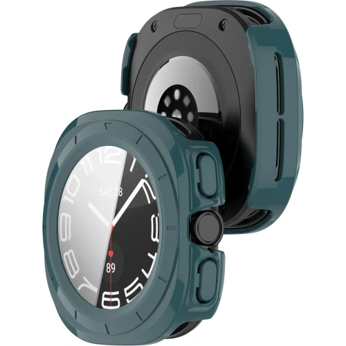 Etui ze szkłem do zegarka Bizon Case+Glass Watch do Samsung Galaxy Watch Ultra 47 mm zielone