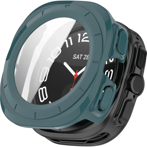 Etui ze szkłem do zegarka Bizon Case+Glass Watch do Samsung Galaxy Watch Ultra 47 mm zielone