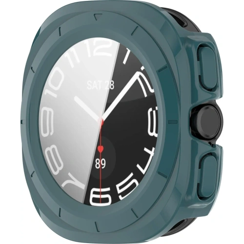 Etui ze szkłem do zegarka Bizon Case+Glass Watch do Samsung Galaxy Watch Ultra 47 mm zielone