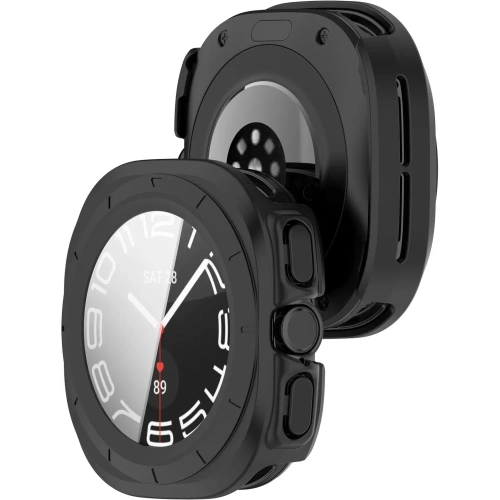 Etui ze szkłem do zegarka Bizon Case+Glass Watch do Samsung Galaxy Watch Ultra 47 mm matowo czarne