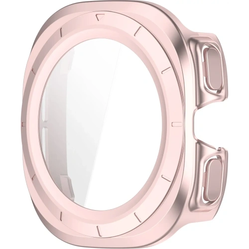 Etui ze szkłem do zegarka Bizon Case+Glass Watch do Samsung Galaxy Watch Ultra 47 mm satynowo różowe