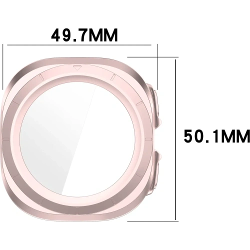 Etui ze szkłem do zegarka Bizon Case+Glass Watch do Samsung Galaxy Watch Ultra 47 mm satynowo różowe