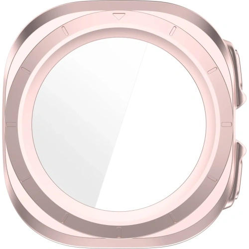 Etui ze szkłem do zegarka Bizon Case+Glass Watch do Samsung Galaxy Watch Ultra 47 mm satynowo różowe