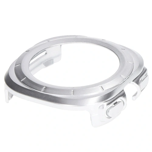 Etui ze szkłem do zegarka Bizon Case+Glass Watch do Samsung Galaxy Watch Ultra 47 mm satynowo srebrne