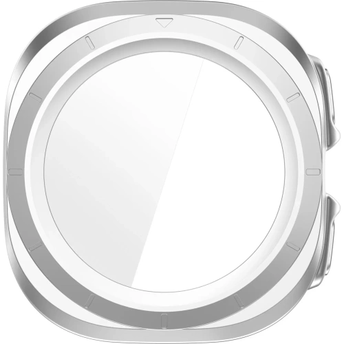 Etui ze szkłem do zegarka Bizon Case+Glass Watch do Samsung Galaxy Watch Ultra 47 mm satynowo srebrne