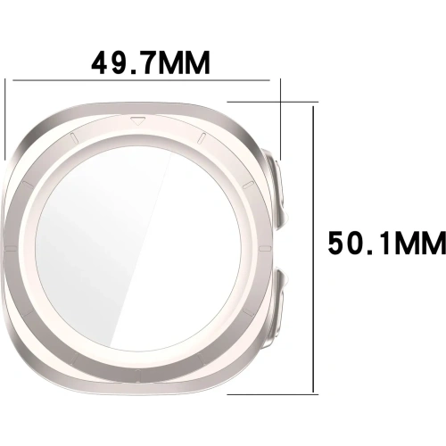 Etui ze szkłem do zegarka Bizon Case+Glass Watch do Samsung Galaxy Watch Ultra 47 mm satynowo szampańskie