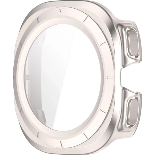 Etui ze szkłem do zegarka Bizon Case+Glass Watch do Samsung Galaxy Watch Ultra 47 mm satynowo szampańskie