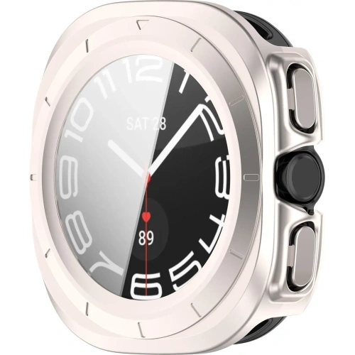 Etui ze szkłem do zegarka Bizon Case+Glass Watch do Samsung Galaxy Watch Ultra 47 mm satynowo szampańskie