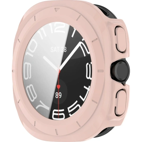 Etui ze szkłem do zegarka Bizon Case+Glass Watch do Samsung Galaxy Watch Ultra 47 mm różowe