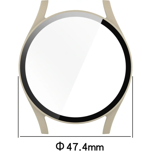 Etui ze szkłem do zegarka Bizon Case+Glass Watch do Samsung Galaxy Watch 7 44 mm beżowe
