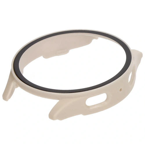 Etui ze szkłem do zegarka Bizon Case+Glass Watch do Samsung Galaxy Watch 7 44 mm beżowe