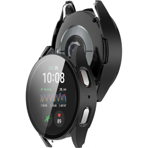 Etui ze szkłem do zegarka Bizon Case+Glass Watch do Samsung Galaxy Watch 7 44 mm czarne