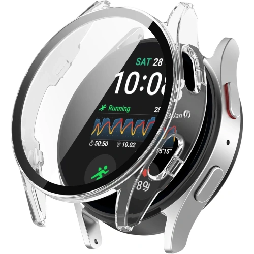 Etui ze szkłem do zegarka Bizon Case+Glass Watch do Samsung Galaxy Watch 7 44 mm przezroczyste