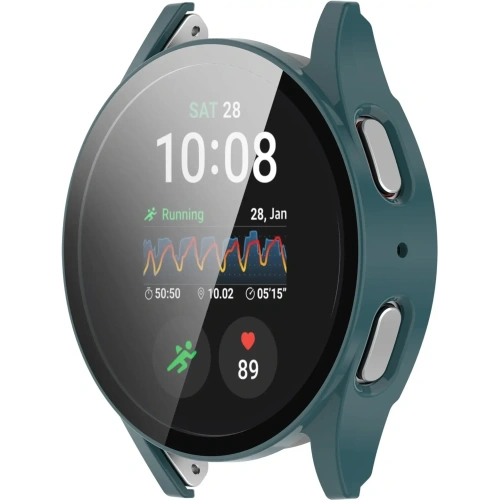 Etui ze szkłem do zegarka Bizon Case+Glass Watch do Samsung Galaxy Watch 7 44 mm zielone