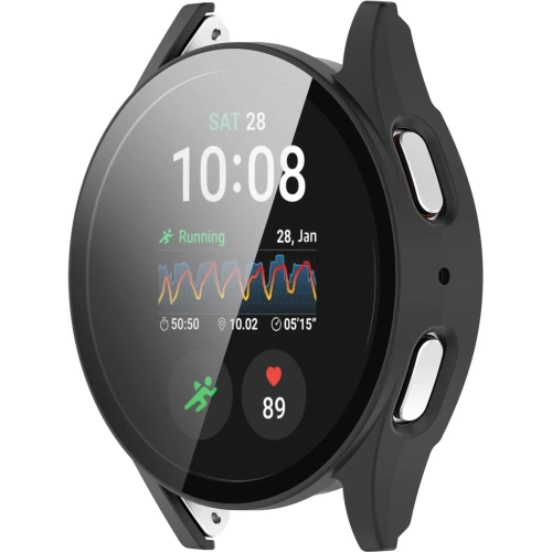 Etui ze szkłem do zegarka Bizon Case+Glass Watch do Samsung Galaxy Watch 7 44 mm czarne matowe