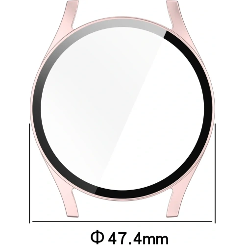 Etui ze szkłem do zegarka Bizon Case+Glass Watch do Samsung Galaxy Watch 7 44 mm satynowo różowe