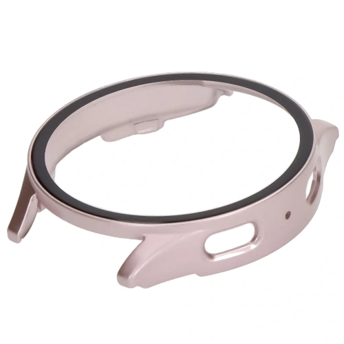 Etui ze szkłem do zegarka Bizon Case+Glass Watch do Samsung Galaxy Watch 7 44 mm satynowo różowe