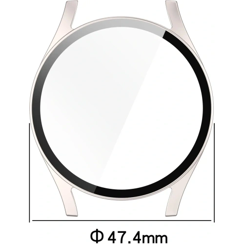 Etui ze szkłem do zegarka Bizon Case+Glass Watch do Samsung Galaxy Watch 7 44 mm satynowo szampańskie