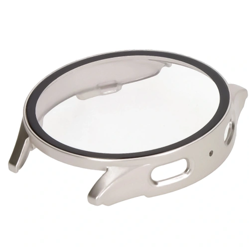 Etui ze szkłem do zegarka Bizon Case+Glass Watch do Samsung Galaxy Watch 7 44 mm satynowo szampańskie