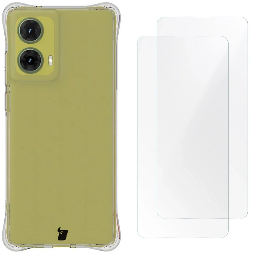Etui + 2x folia na ekran Bizon Case Clear Pack do Motorola Moto G85 5G przezroczyste