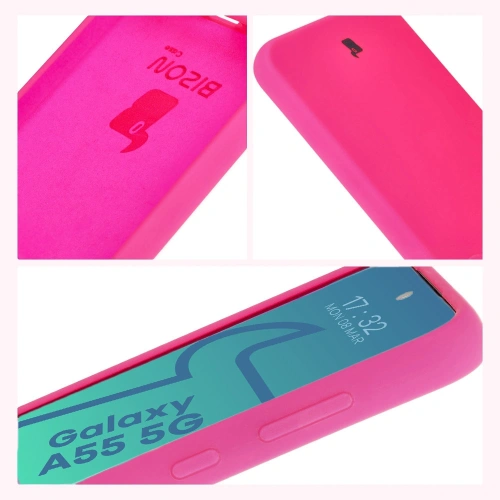 Silikonowe etui Bizon Soft Case do Samsung Galaxy A55 5G neonowo-różowe