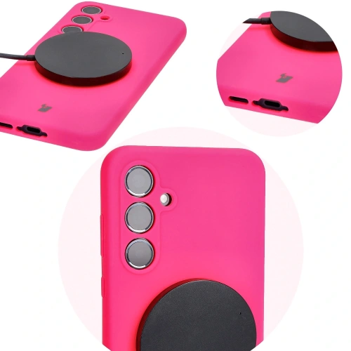 Silikonowe etui Bizon Soft Case do Samsung Galaxy A55 5G neonowo-różowe