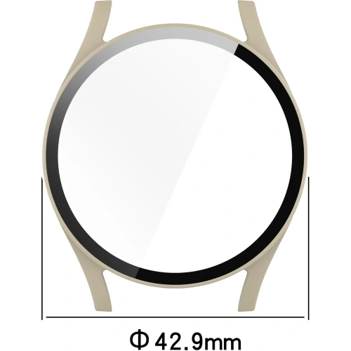 Etui ze szkłem do zegarka Bizon Case+Glass Watch do Samsung Galaxy Watch 7 40 mm beżowe