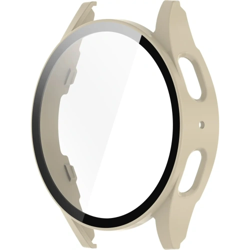 Etui ze szkłem do zegarka Bizon Case+Glass Watch do Samsung Galaxy Watch 7 40 mm beżowe