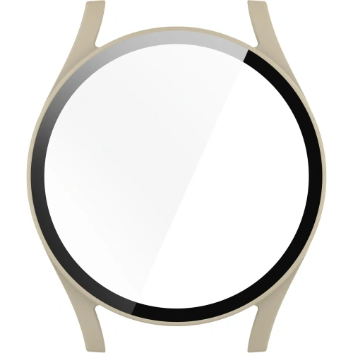 Etui ze szkłem do zegarka Bizon Case+Glass Watch do Samsung Galaxy Watch 7 40 mm beżowe