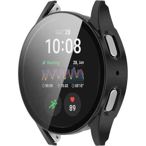 Etui ze szkłem do zegarka Bizon Case+Glass Watch do Samsung Galaxy Watch 7 40 mm czarne