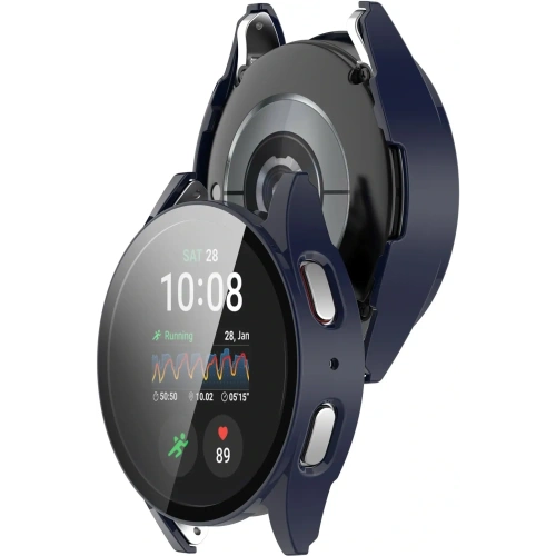 Etui ze szkłem do zegarka Bizon Case+Glass Watch do Samsung Galaxy Watch 7 40 mm niebieskie