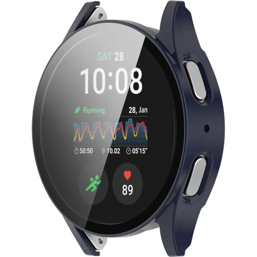 Etui ze szkłem do zegarka Bizon Case+Glass Watch do Samsung Galaxy Watch 7 40 mm niebieskie