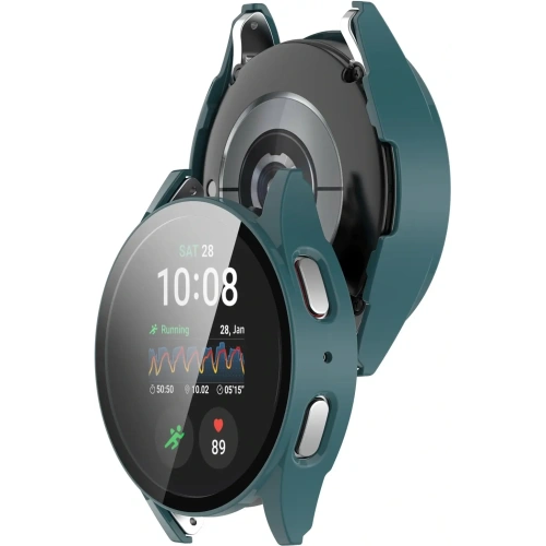 Etui ze szkłem do zegarka Bizon Case+Glass Watch do Samsung Galaxy Watch 7 40 mm zielone