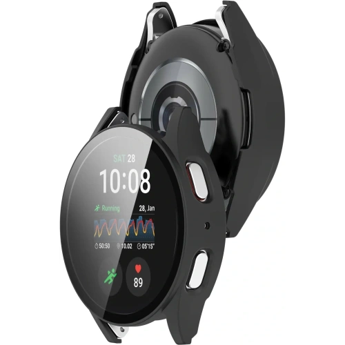Etui ze szkłem do zegarka Bizon Case+Glass Watch do Samsung Galaxy Watch 7 40 mm czarne matowe