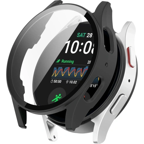 Etui ze szkłem do zegarka Bizon Case+Glass Watch do Samsung Galaxy Watch 7 40 mm czarne matowe