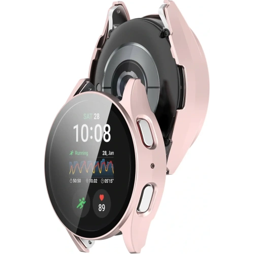 Etui ze szkłem do zegarka Bizon Case+Glass Watch do Samsung Galaxy Watch 7 40 mm satynowo różowe