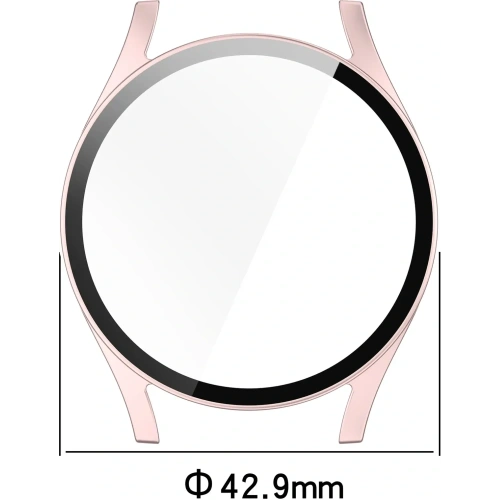 Etui ze szkłem do zegarka Bizon Case+Glass Watch do Samsung Galaxy Watch 7 40 mm satynowo różowe