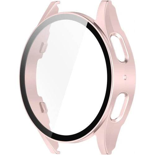 Etui ze szkłem do zegarka Bizon Case+Glass Watch do Samsung Galaxy Watch 7 40 mm satynowo różowe