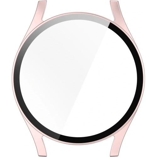 Etui ze szkłem do zegarka Bizon Case+Glass Watch do Samsung Galaxy Watch 7 40 mm satynowo różowe