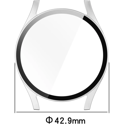 Etui ze szkłem do zegarka Bizon Case+Glass Watch do Samsung Galaxy Watch 7 40 mm satynowo srebrne
