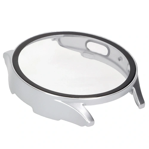 Etui ze szkłem do zegarka Bizon Case+Glass Watch do Samsung Galaxy Watch 7 40 mm satynowo srebrne