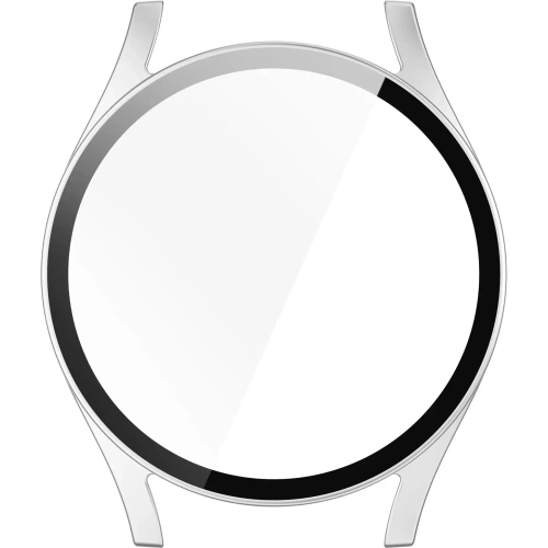 Etui ze szkłem do zegarka Bizon Case+Glass Watch do Samsung Galaxy Watch 7 40 mm satynowo srebrne