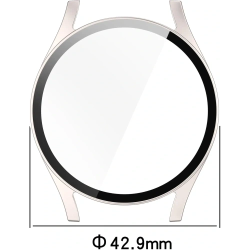 Etui ze szkłem do zegarka Bizon Case+Glass Watch do Samsung Galaxy Watch 7 40 mm satynowo szampańskie