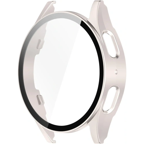 Etui ze szkłem do zegarka Bizon Case+Glass Watch do Samsung Galaxy Watch 7 40 mm satynowo szampańskie